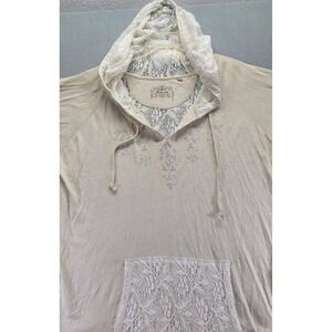 Panhandle Ladies XXL Long Sleeve Hoodie Lace Trim‎ Sleeves Kangaroo Pocket Ivory